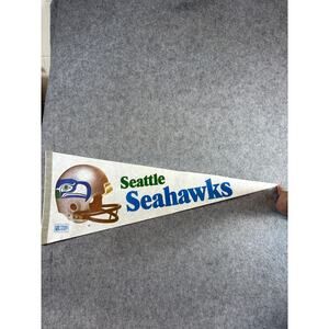 VINTAGE 80s Seattle Seahawks NFL Felt Pennant Banner Helmet Logo Football Flag